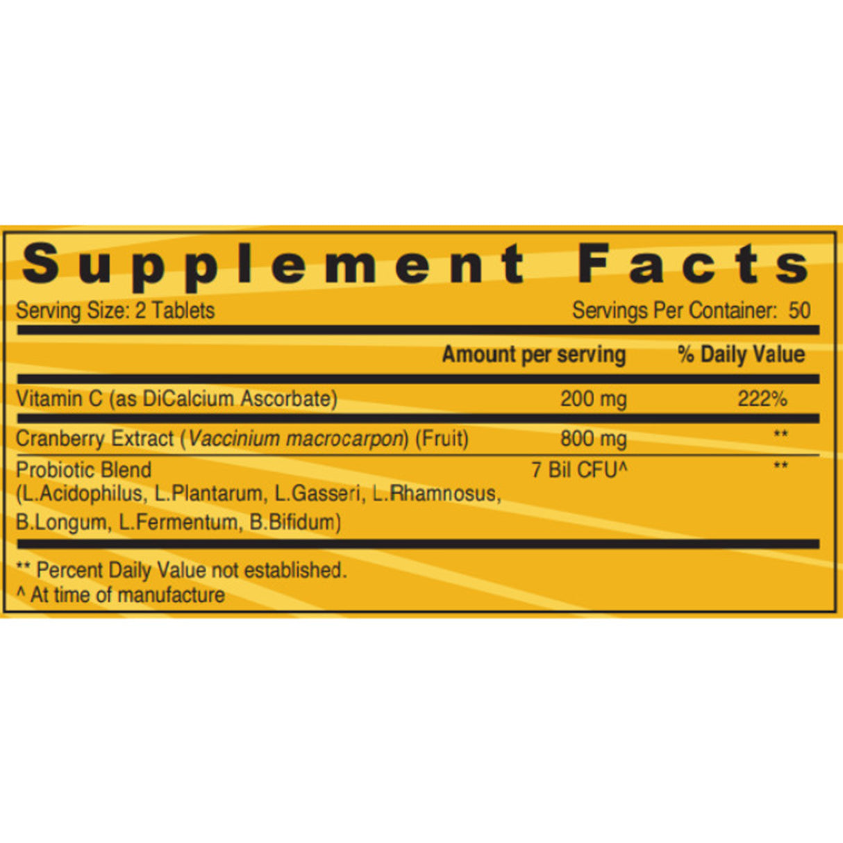 Sunshine Nutrition Cranberry+ Probiotics & Vitamin C 100 Tabs