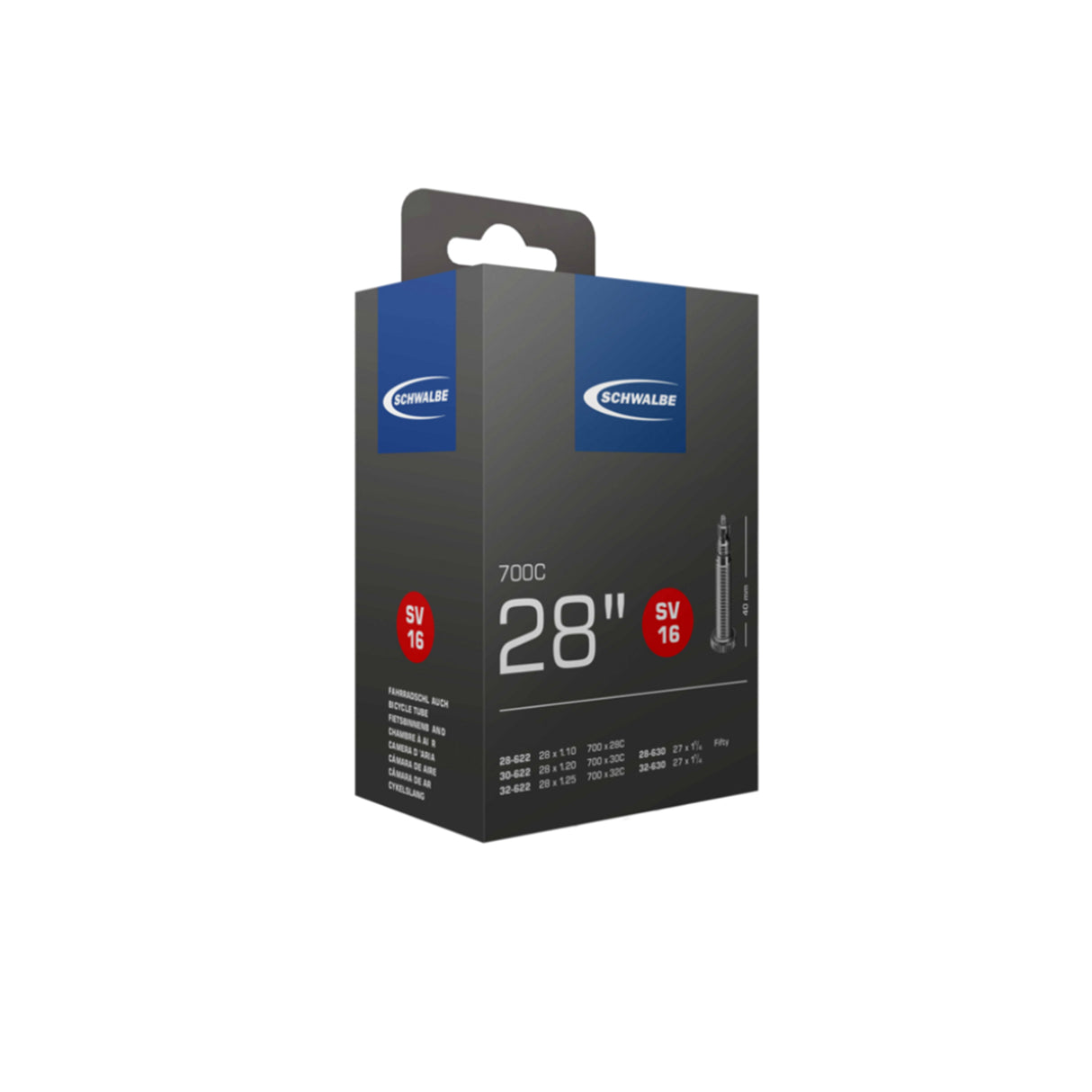 Schwalbe SV16 700C 28" Inner Tube 28/47-622/635 40mm Presta Valve