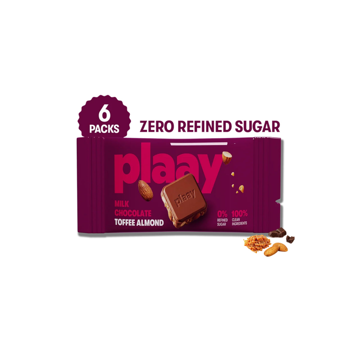 Plaay Milk Chocolate Toffee Almond Slab (6 x 35g)