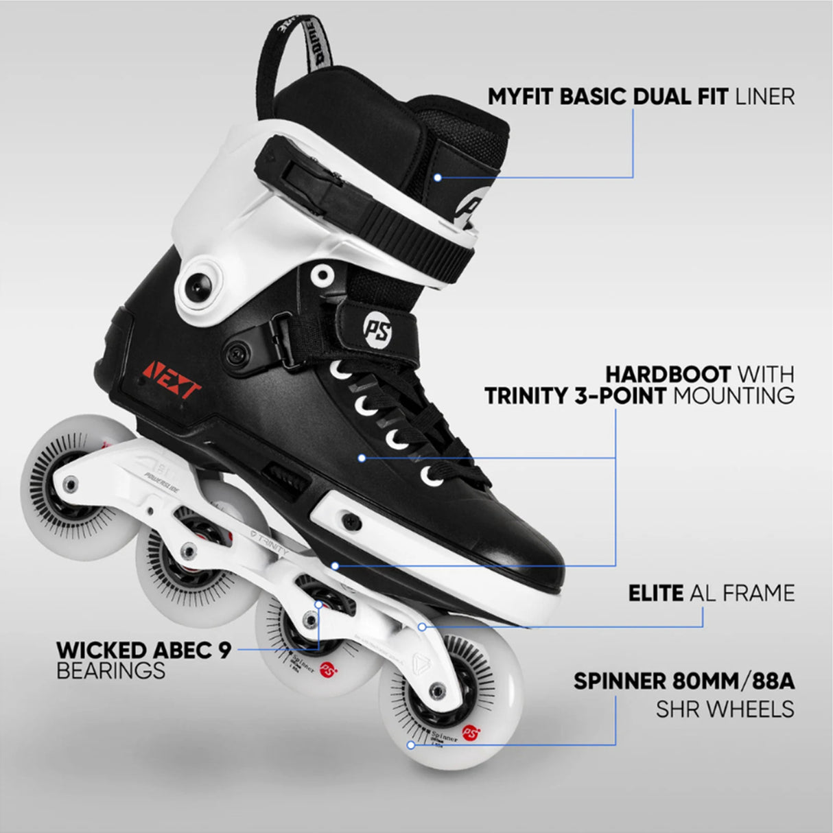 Powerslide Next Core Black 80 Skates