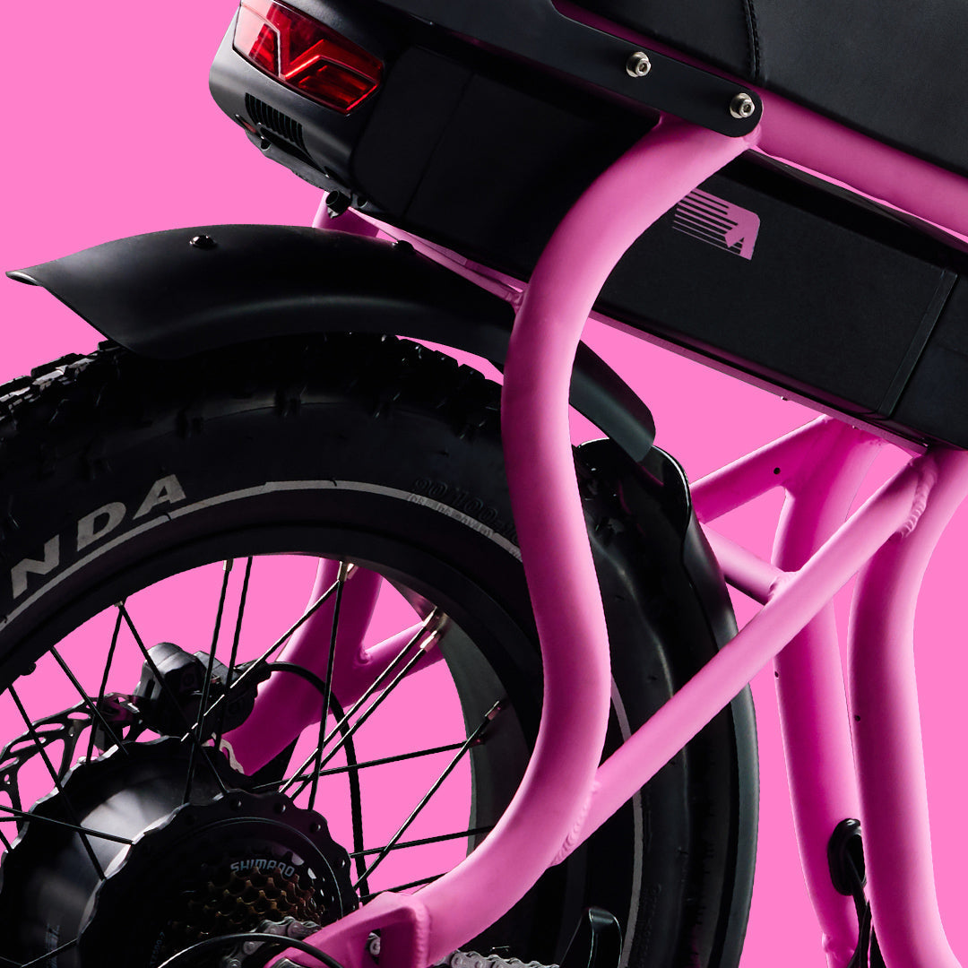 Flight Risk electric bike in Pink with gps, lights and blinkers FR303