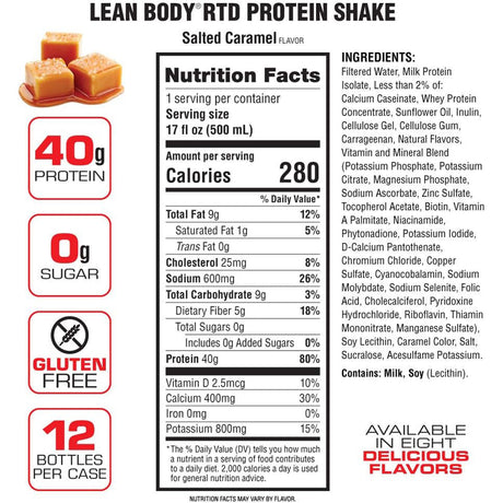 Lean Body Ready-to-Drink Protein Shake Salted Caramel (12 x 500ml)