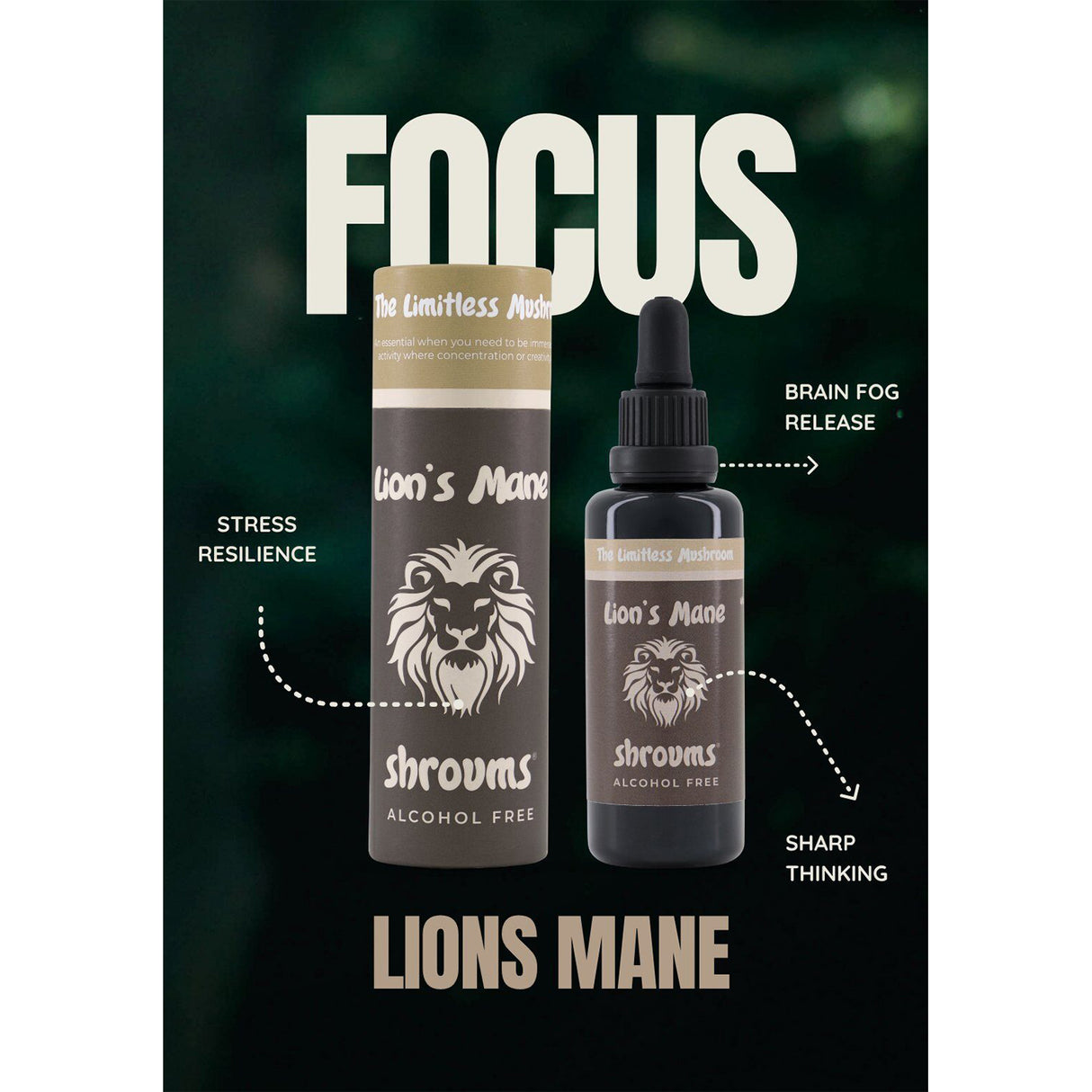 Shroums Lion’s Mane Mushroom Extract – Alcohol Free 50ml