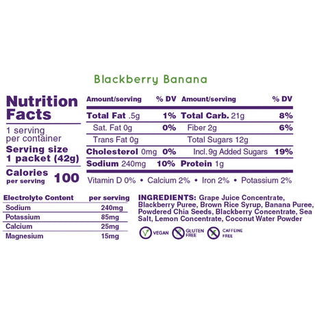 Huma Energy Gels Plus Blackberry Banana (24 x 36g)