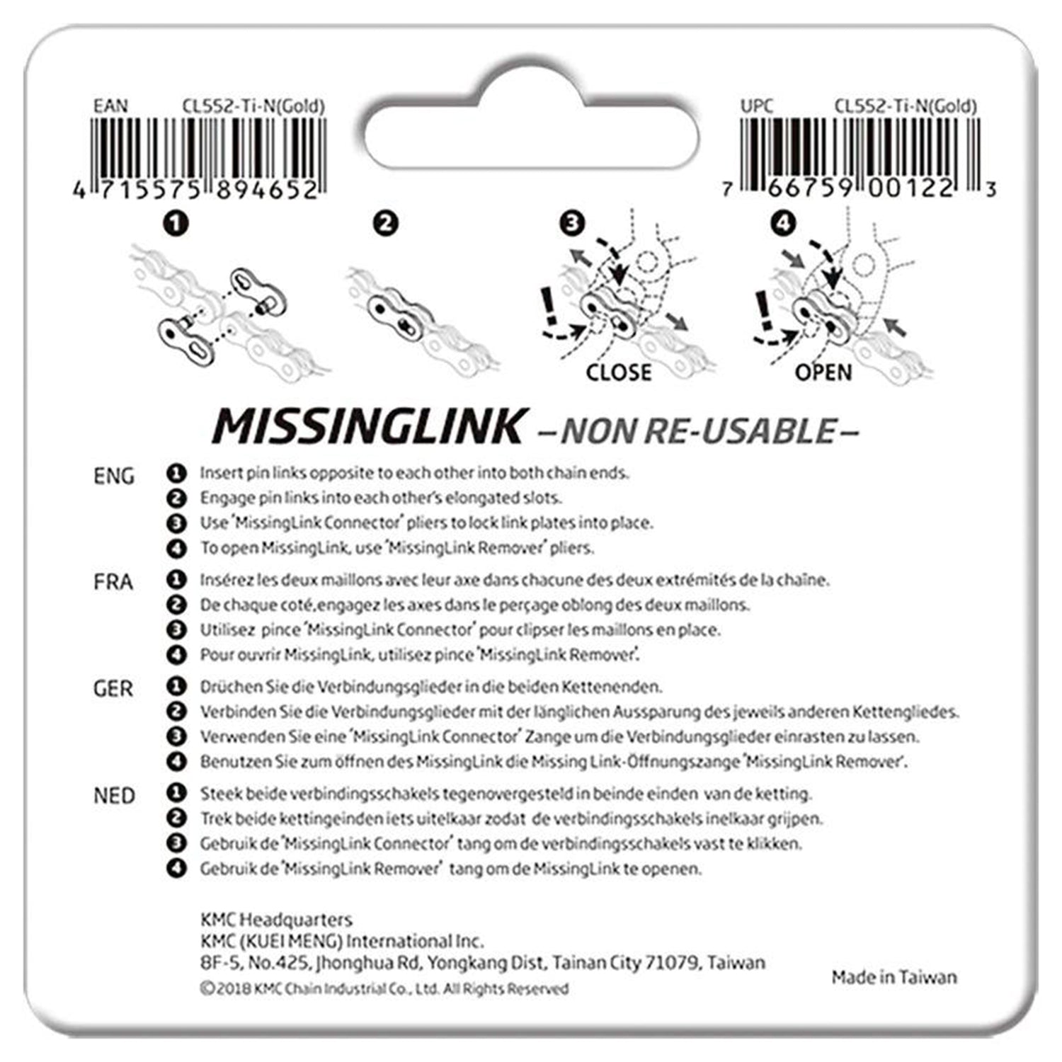 KMC CL555R Missing Link 11 Speed Black 2 Pairs