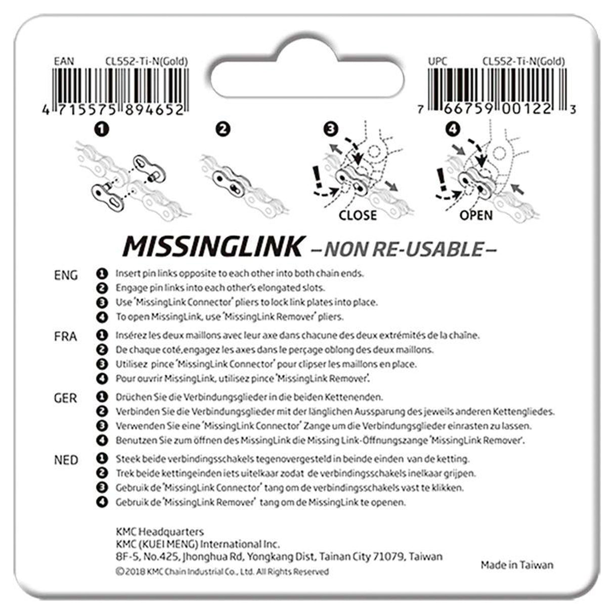 KMC CL555R Missing Link 11 Speed Black 2 Pairs