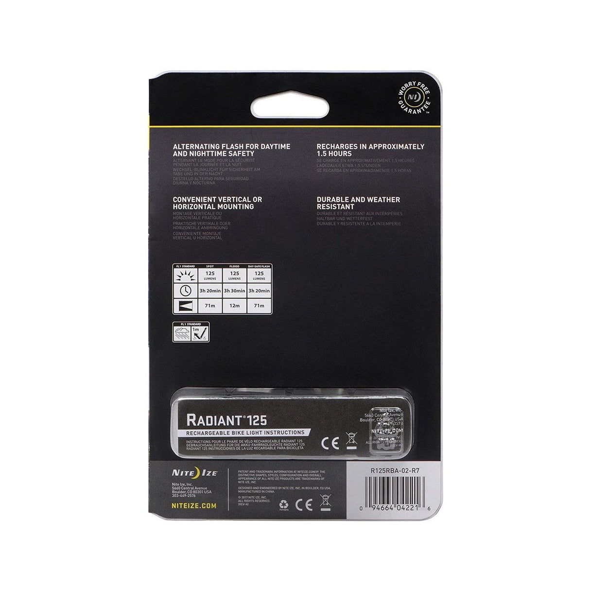 Nite Ize Radiant® 125 Rechargeable Bike Light - White - Cycle Souq