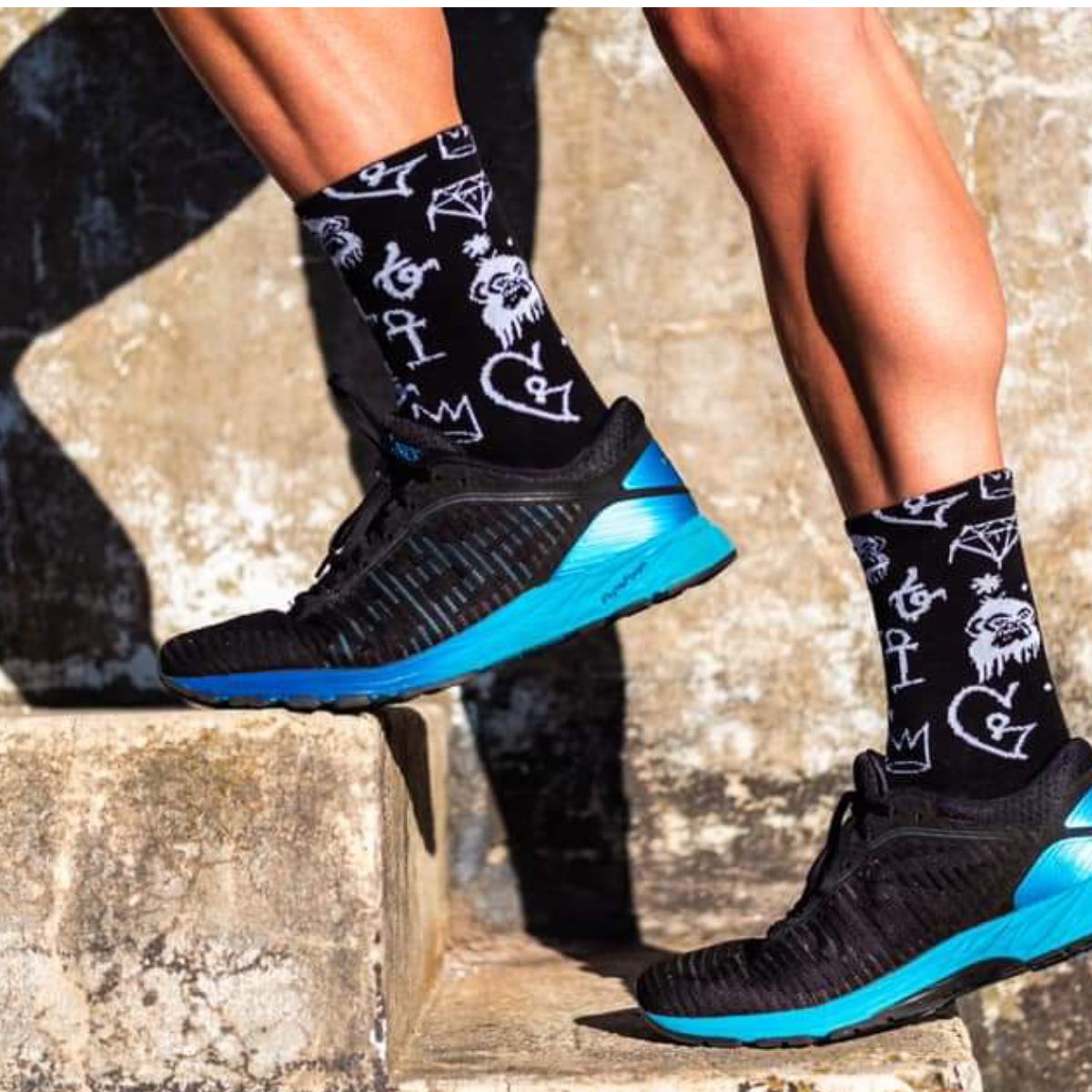 Grumpy Monkey Graffiti Black Socks