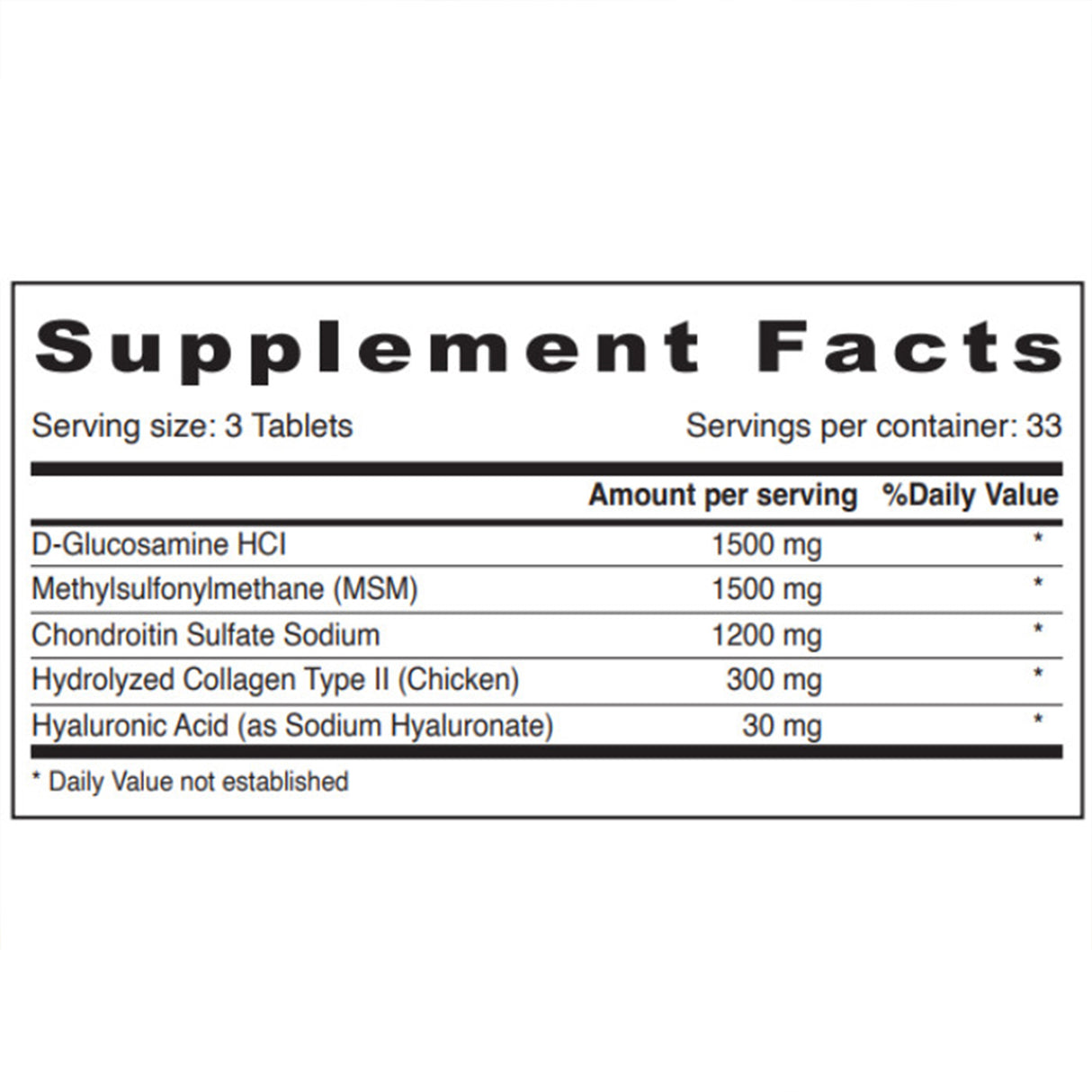Sunshine Nutrition Glucosamine Chondroitin & MSM 100 Tablets