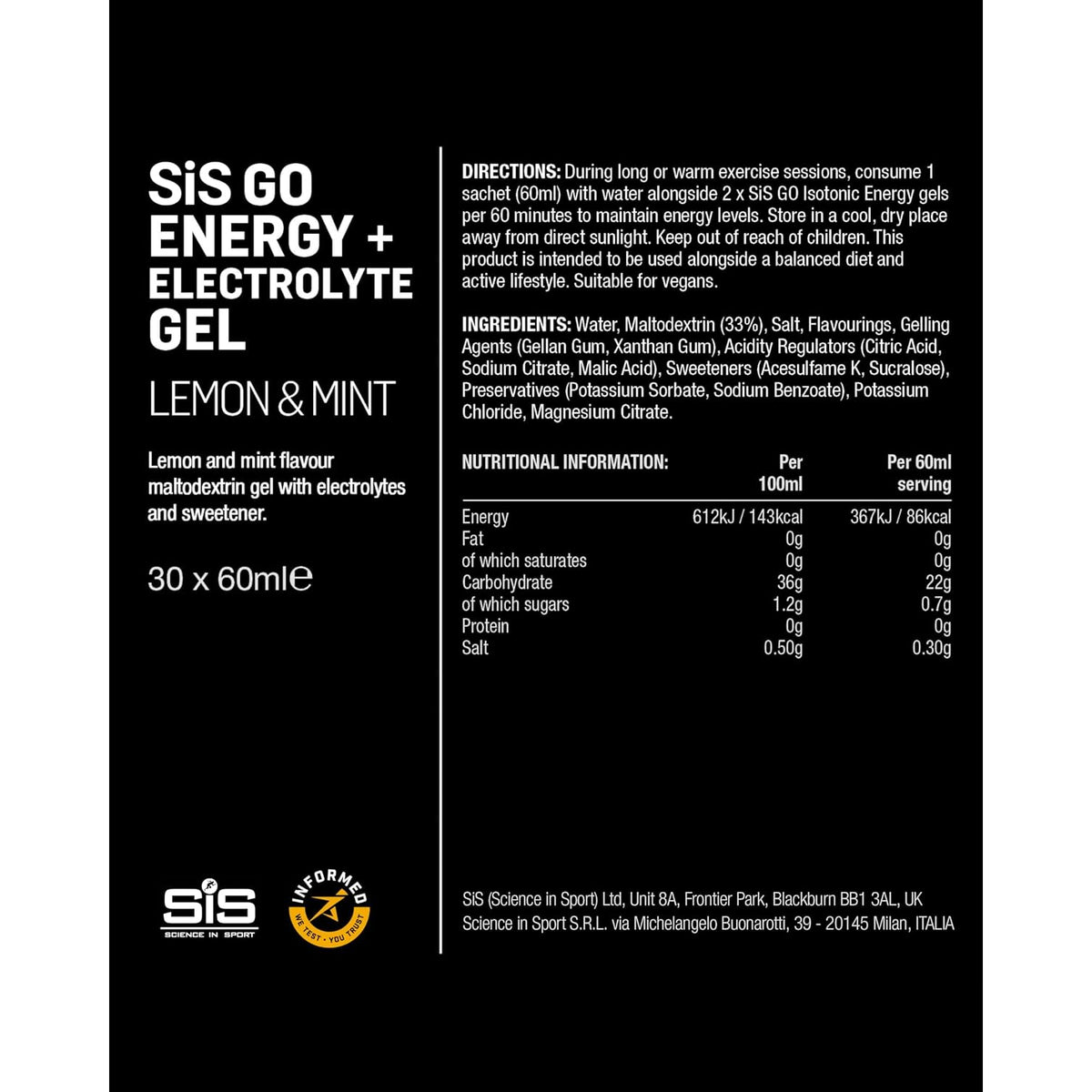 SiS Go Energy + Electrolyte Gel (30 x 60ml)