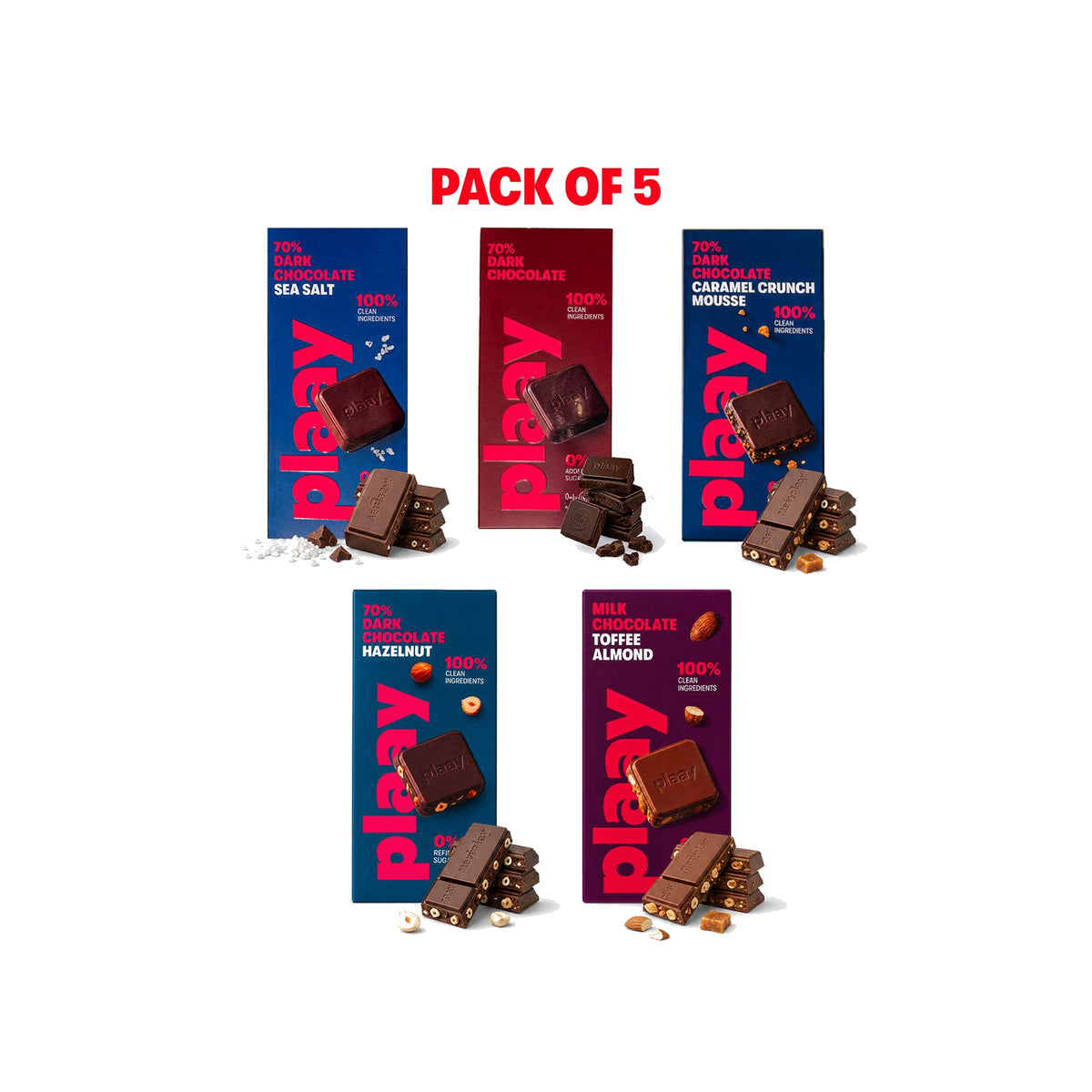 Plaay New Chocolate Slabs (5 x 80g)