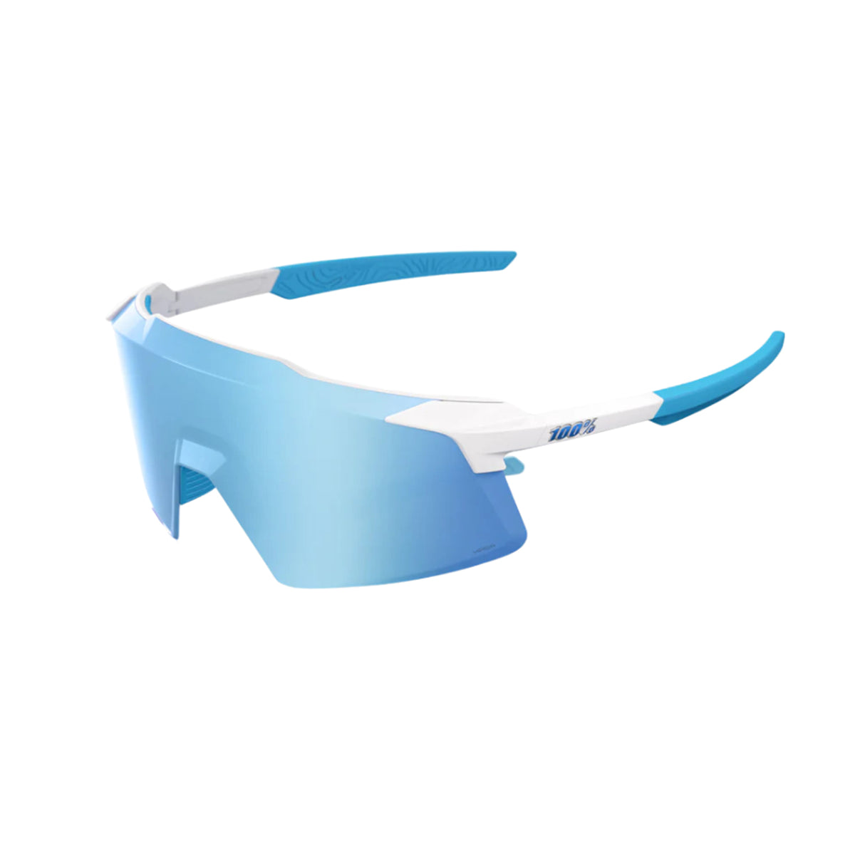 100% Aerocraft Matte White Hiper Blue Mirror Lens