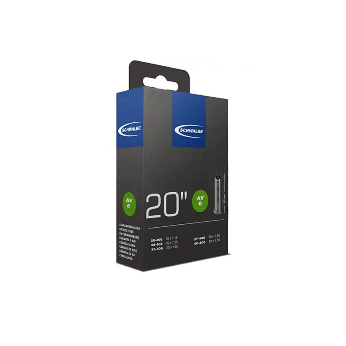 Schwalbe AV6 20" Inner Tube 28/40-406 40mm Schrader Valve