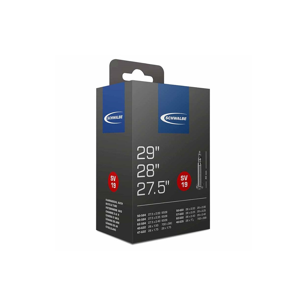 Schwalbe SV19 28" Inner Tube 28/62-622/635 40mm Presta Valve
