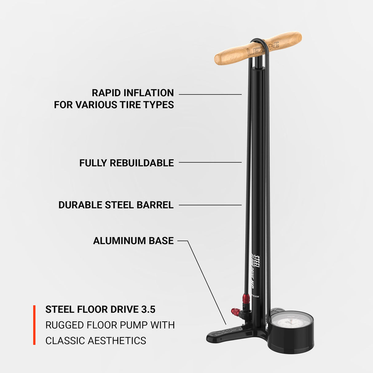 Lezyne Steel Floor Drive 3.5 Floor Pump