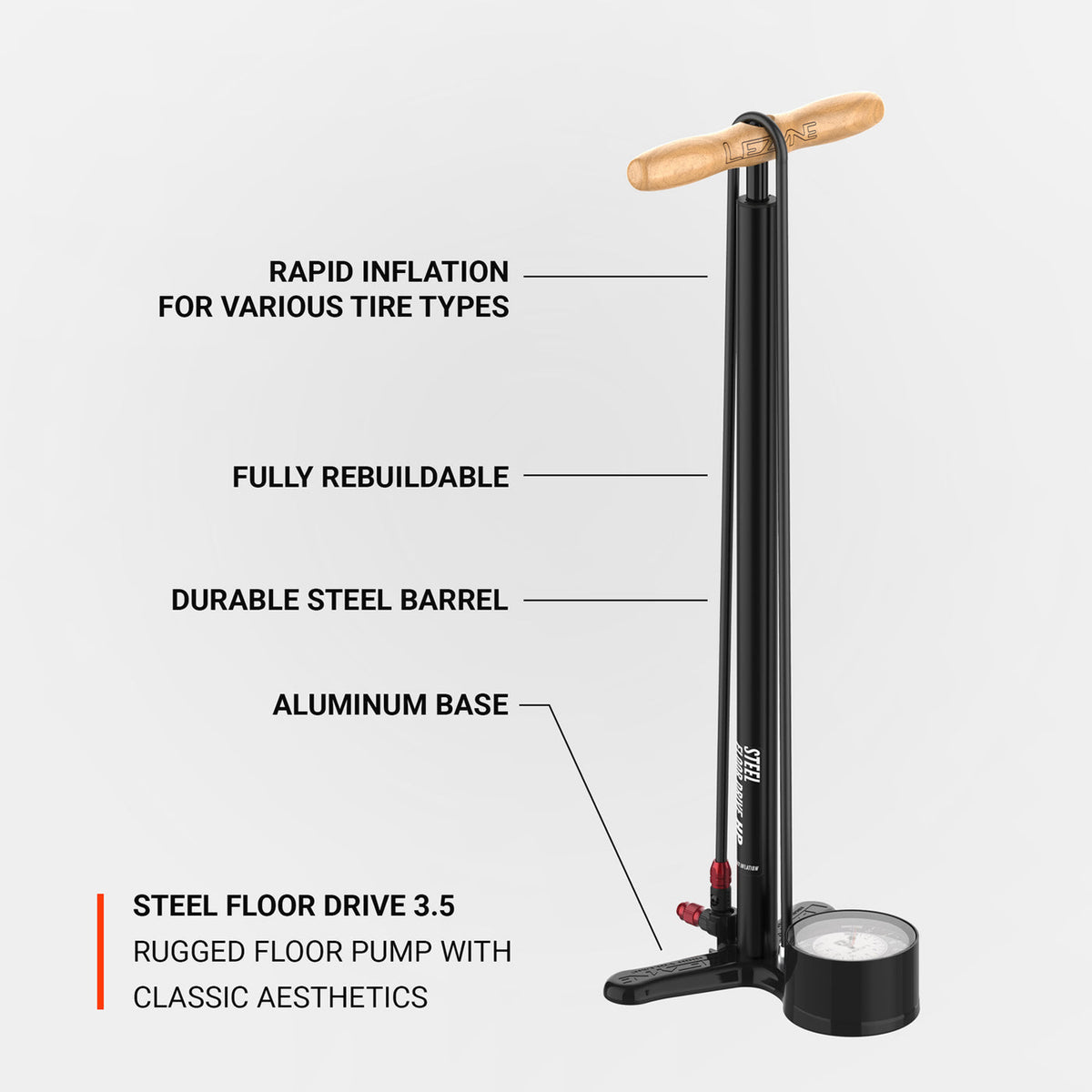 Lezyne Steel Floor Drive 3.5 Floor Pump