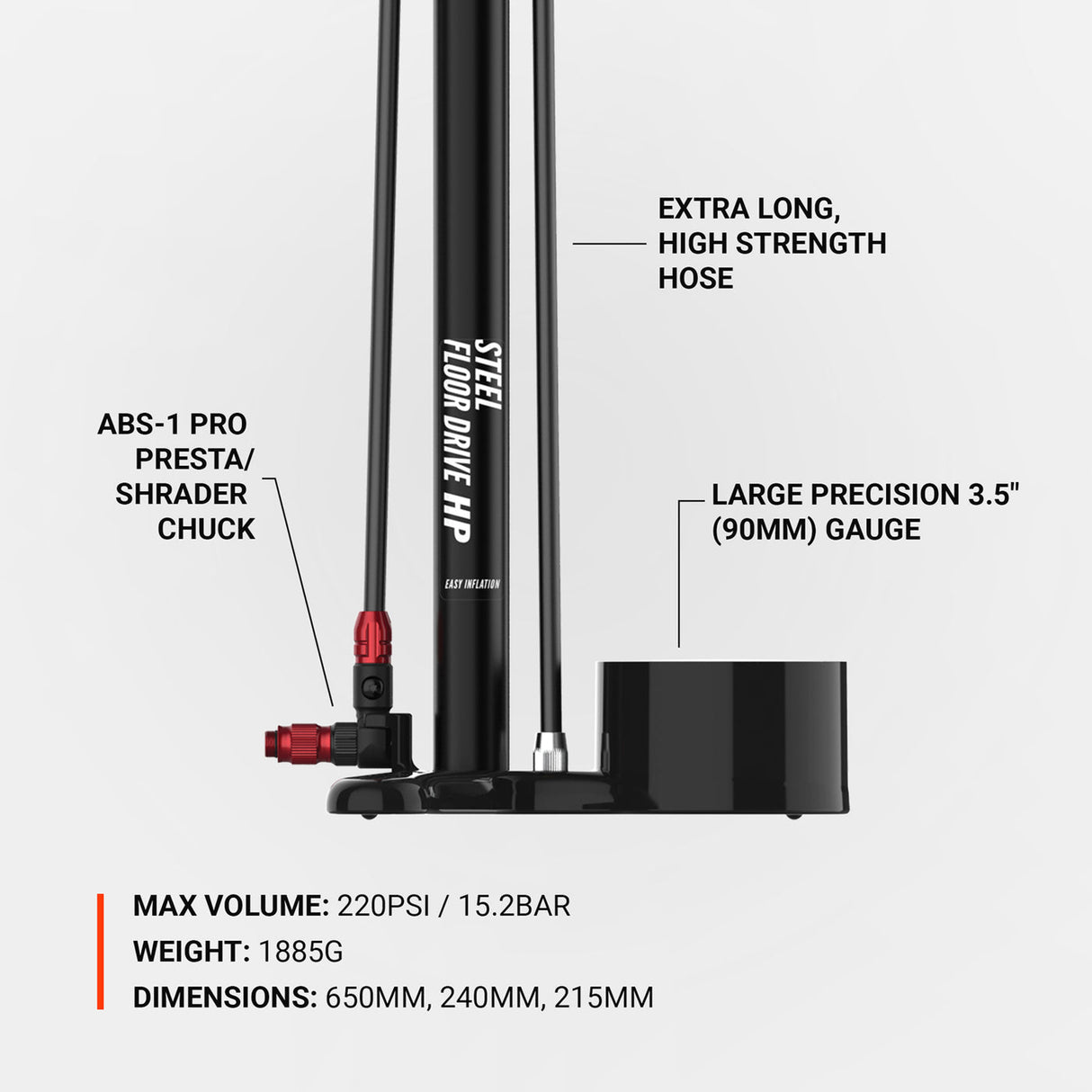 Lezyne Steel Floor Drive 3.5 Floor Pump