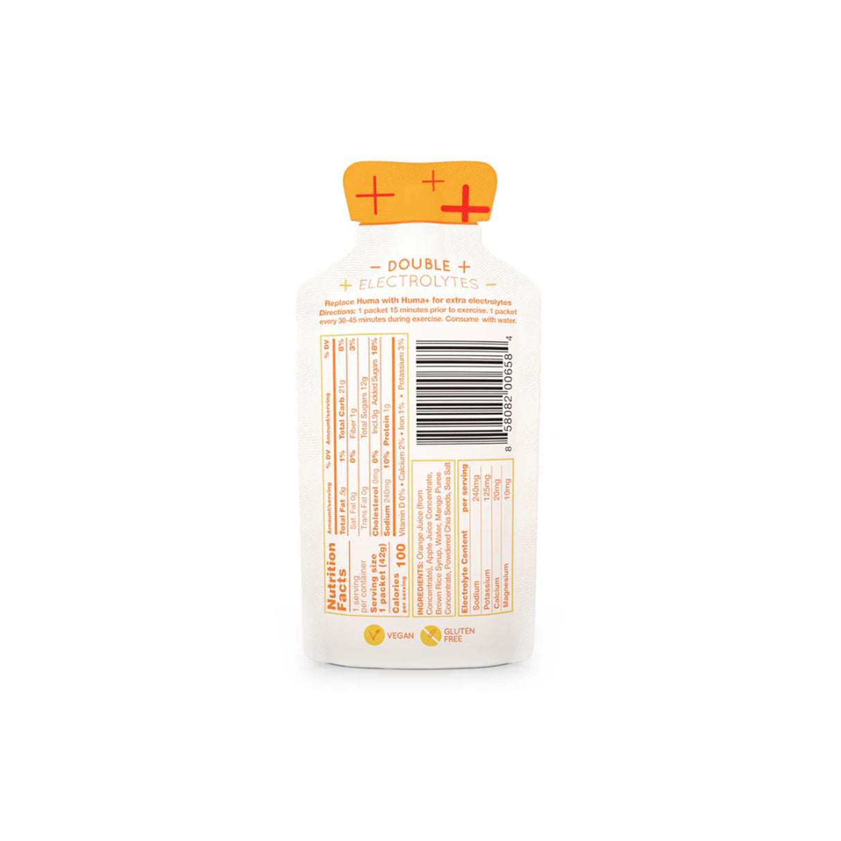 Huma Chia Energy Gel Plus - Oranges & Mangoes (24 x 42g)