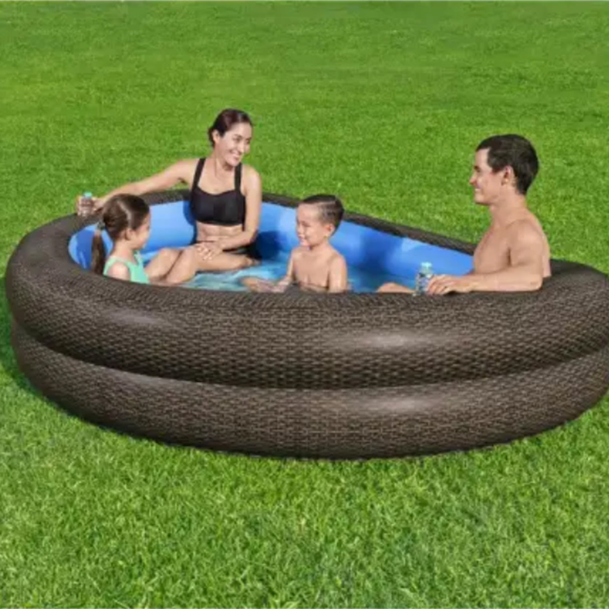 Bestway TruPrint Wicker 2.31 Inflatable Family Pool