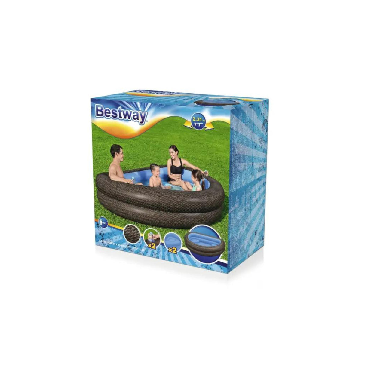 Bestway TruPrint Wicker 2.31 Inflatable Family Pool