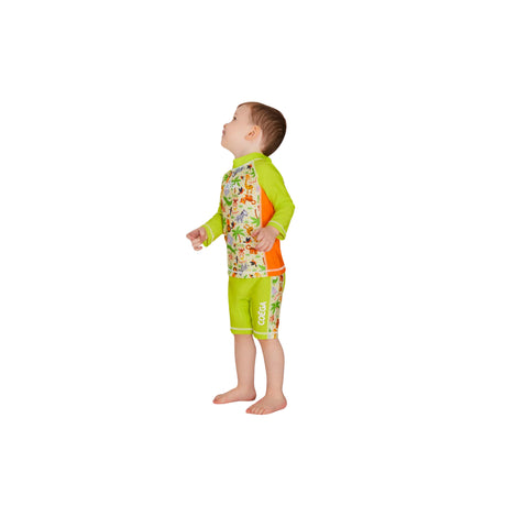 COEGA 2 Piece Suit with Zip-Long Sleeve Green Jungle Animals