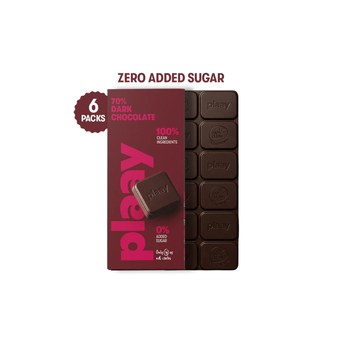 Plaay 70% Dark Chocolate Slab (6 x 80g)