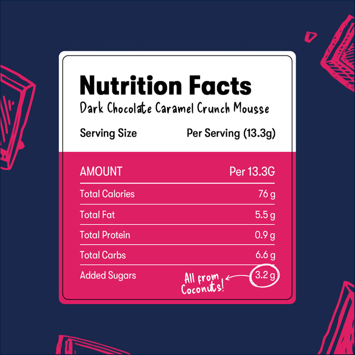 Plaay 70% Dark Chocolate Caramel Crunch Mousse Slab (6 x 80g)