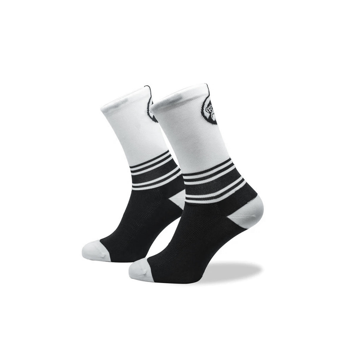 Grumpy Monkey White Black Stripe Socks