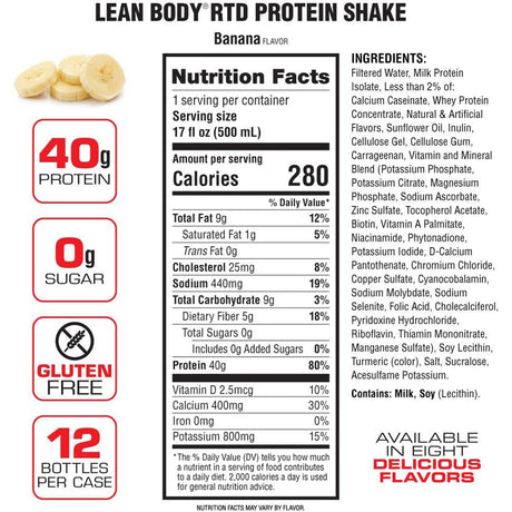 Lean Body Ready-to-Drink Protein Shake Banana (12 x 500ml)