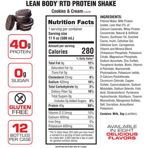 Lean Body Ready-to-Drink Protein Shake Cookies N Cream (12 x 500ml)