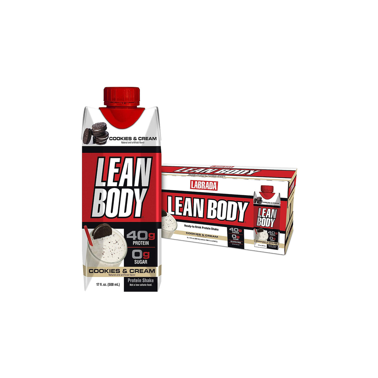 Lean Body Ready-to-Drink Protein Shake Cookies N Cream (12 x 500ml)