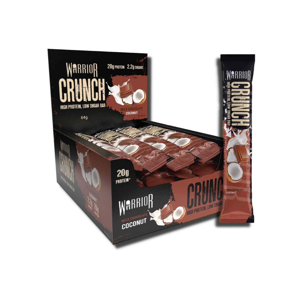 Warrior Crunch Milk Choco Coconut Protein Bar (12 x 64g)