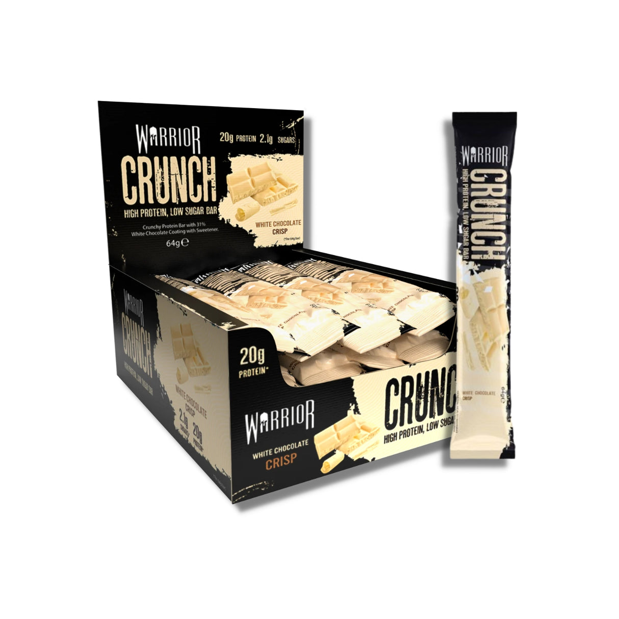 Warrior Crunch Protein Bar - White Chocolate Crisp (12 x 64g)