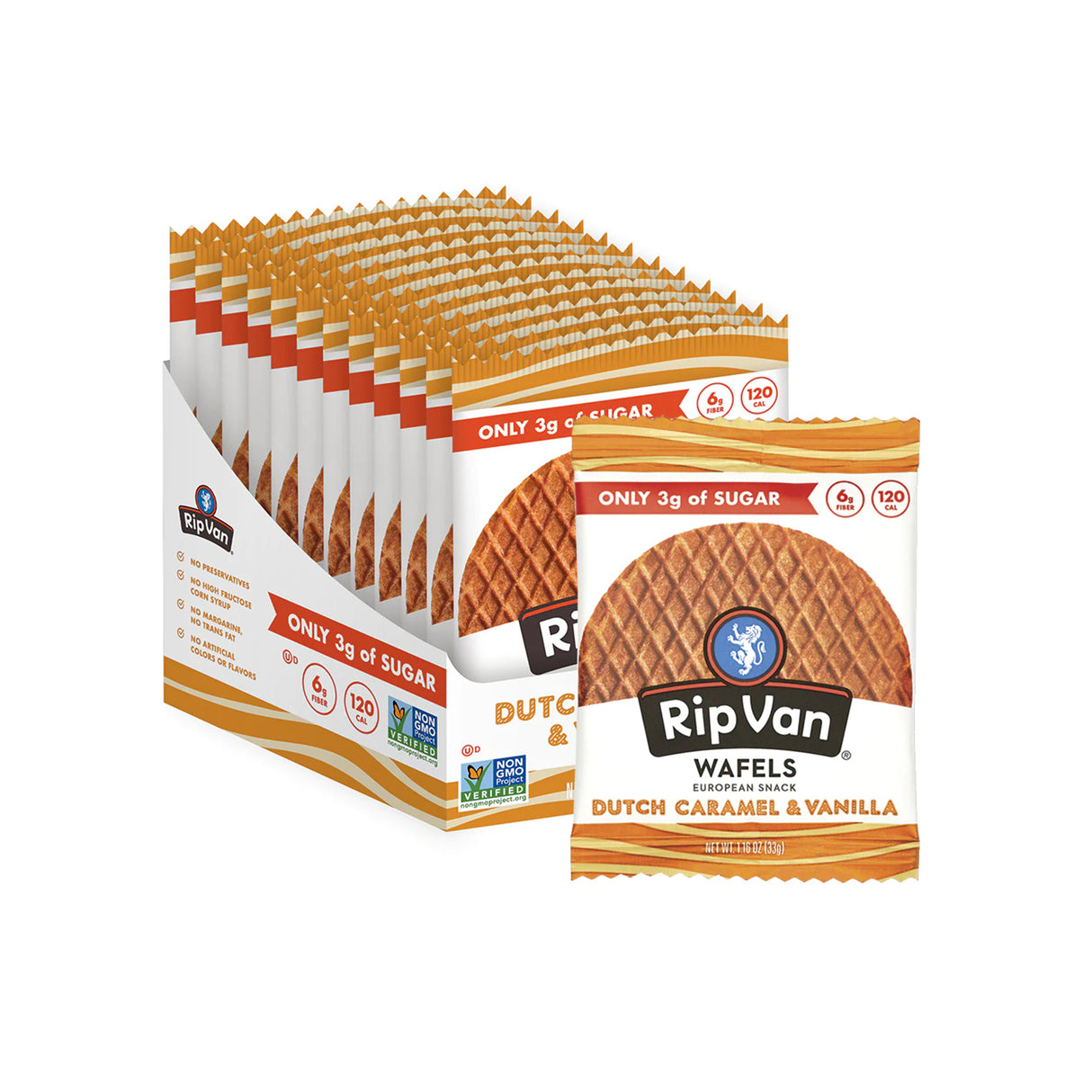 RipVan Dutch Caramel & Vanilla Wafels (12 x 33g)