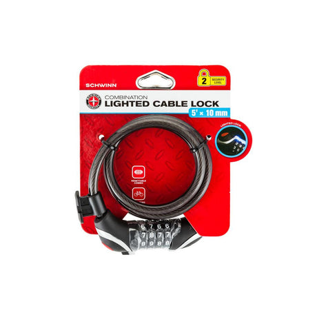 Schwinn - 5Ft x 10mm Black Combination Cable Lock - Cyclesouq.com