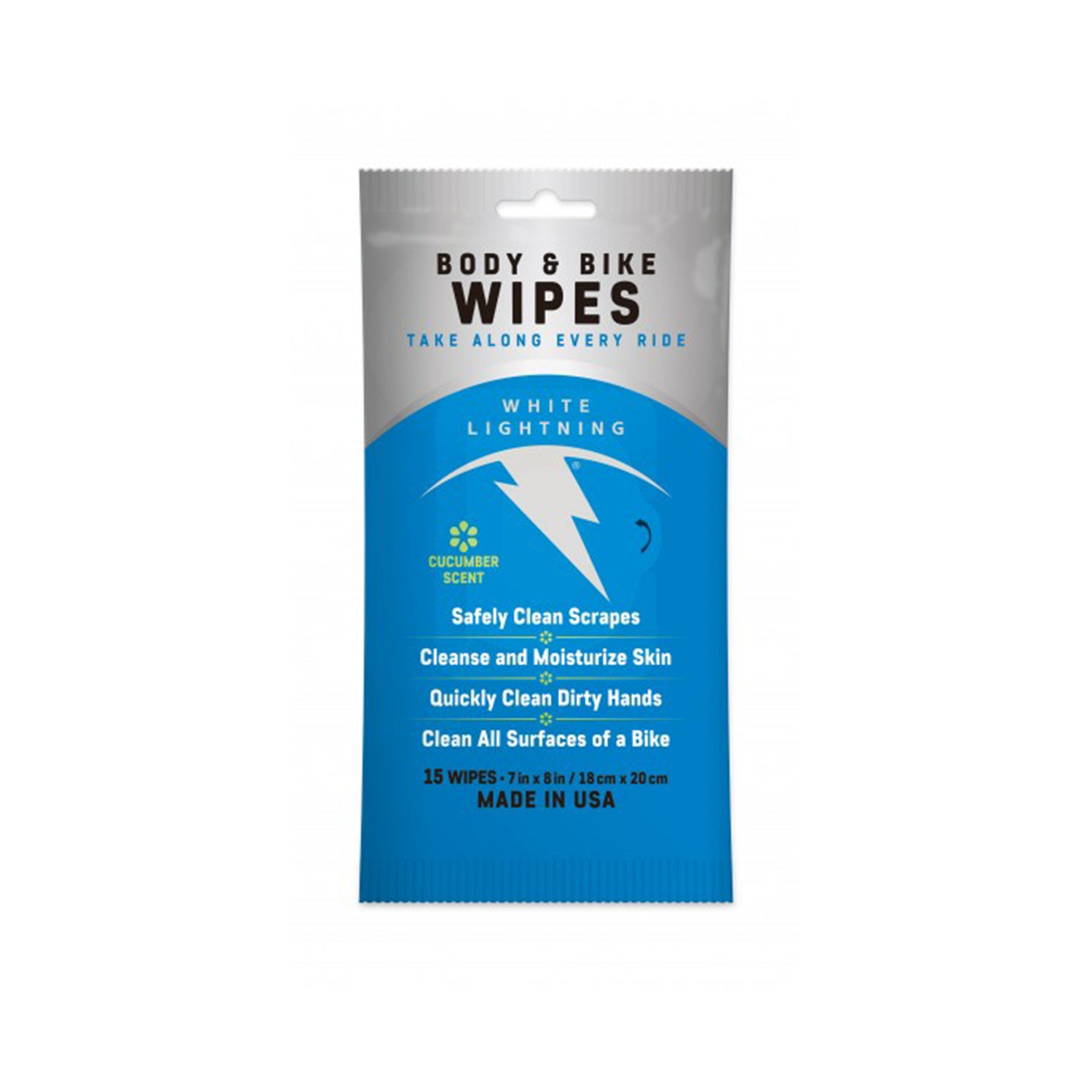 White Lightning Body & Bike Wipes (15 wipes)